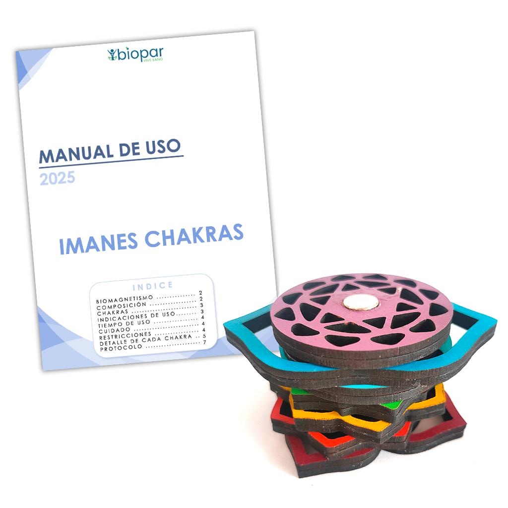 KIT 7 IMANES CHAKRAS DE NEODIMIO (forro madera)